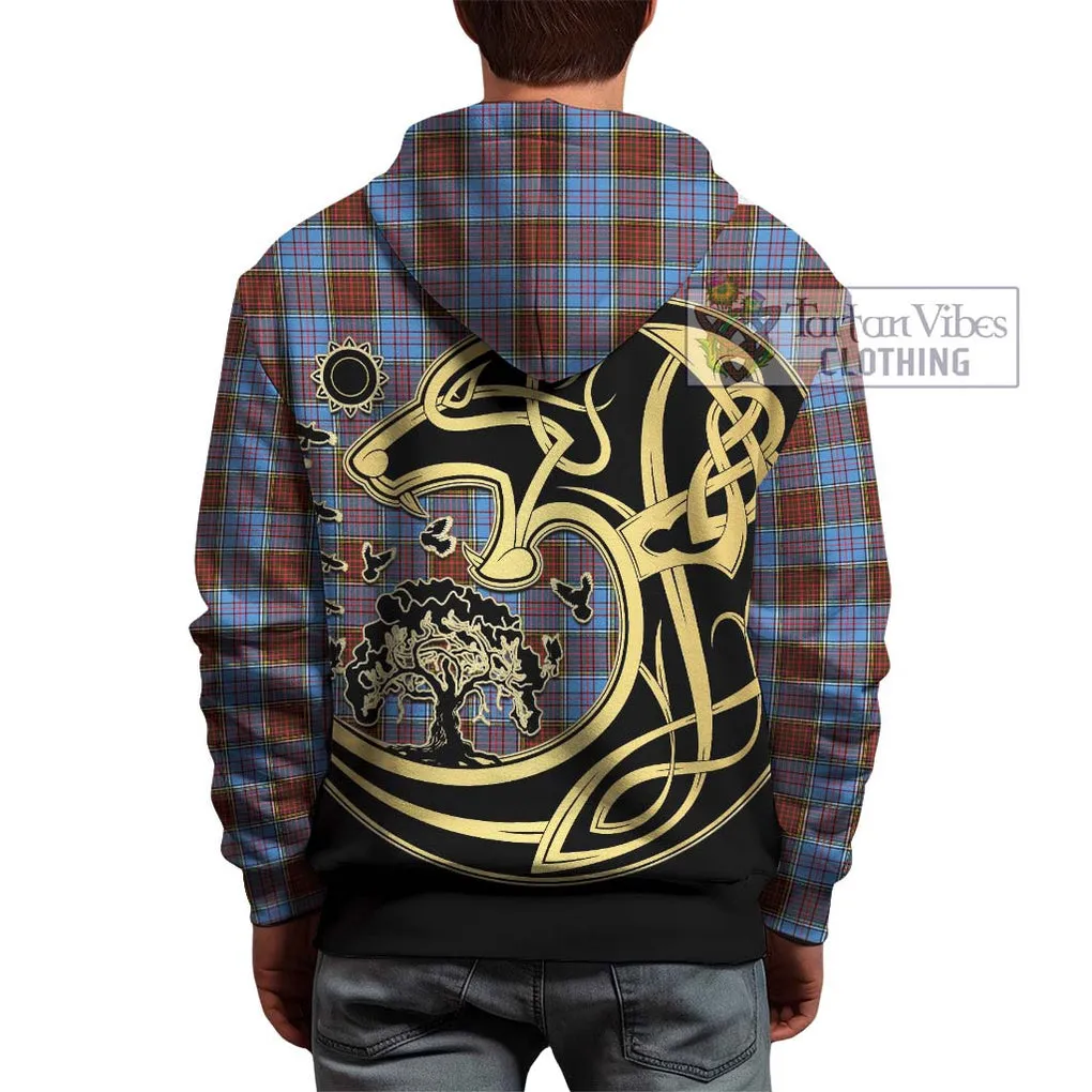 Anderson Modern Tartan Hoodie with Family Crest Celtic Wolf Style