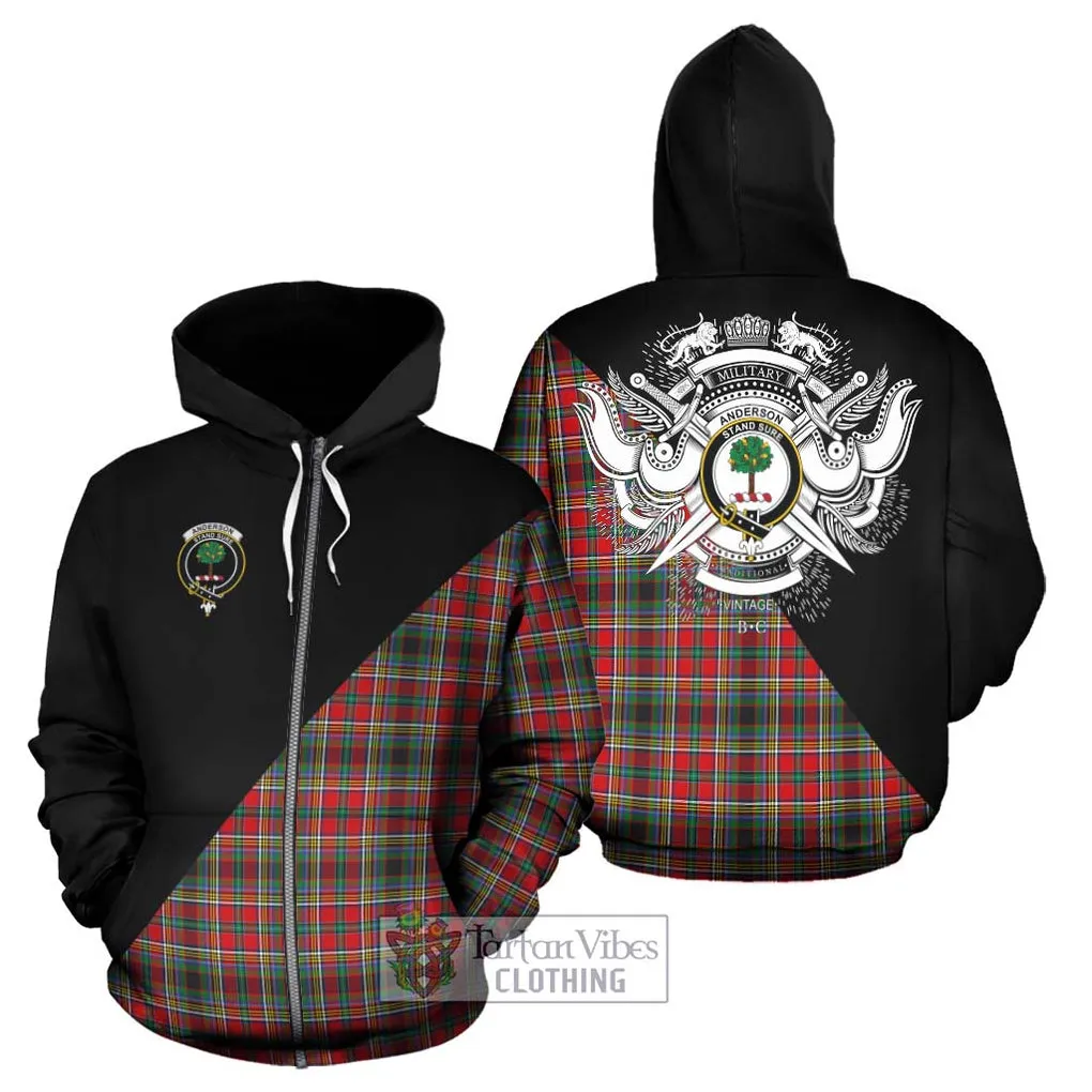 Anderson of Arbrake Tartan Hoodie with Family Crest and Military Logo Style