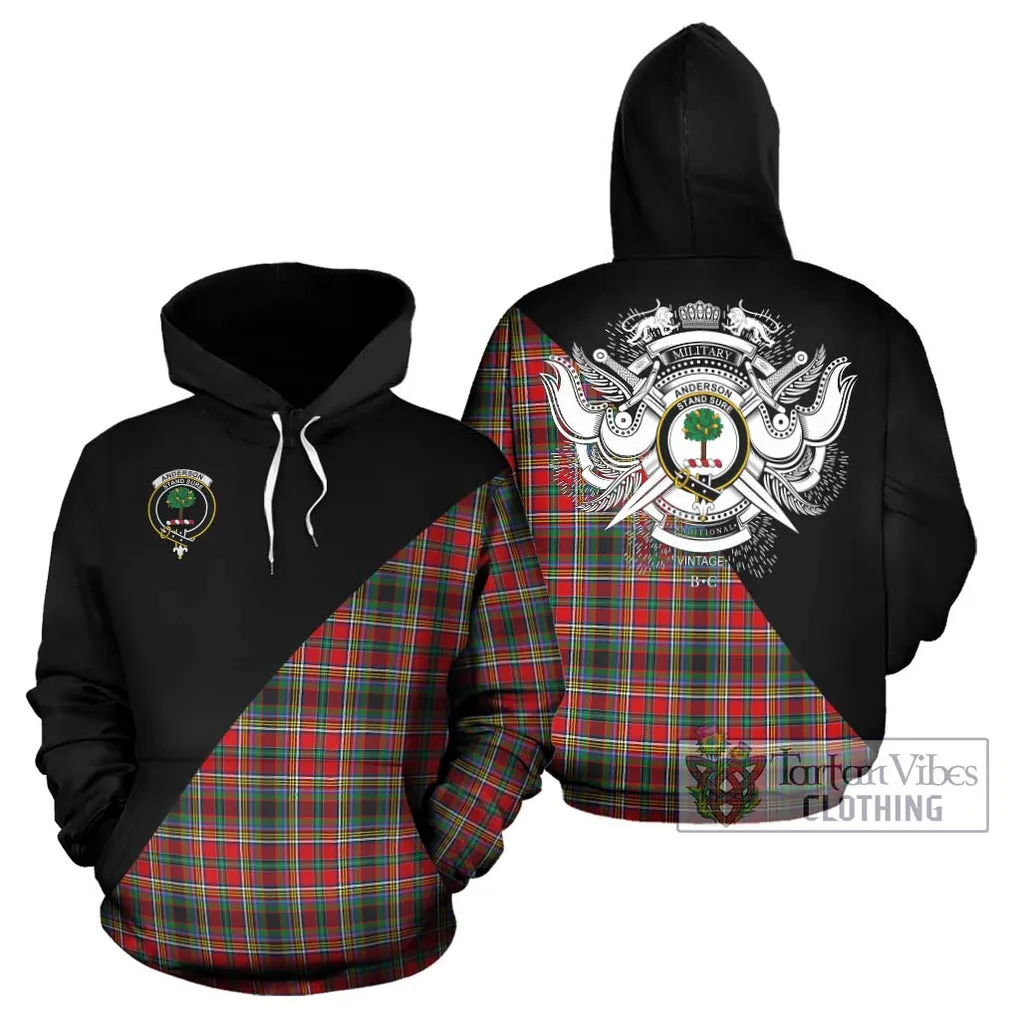 Anderson of Arbrake Tartan Hoodie with Family Crest and Military Logo Style