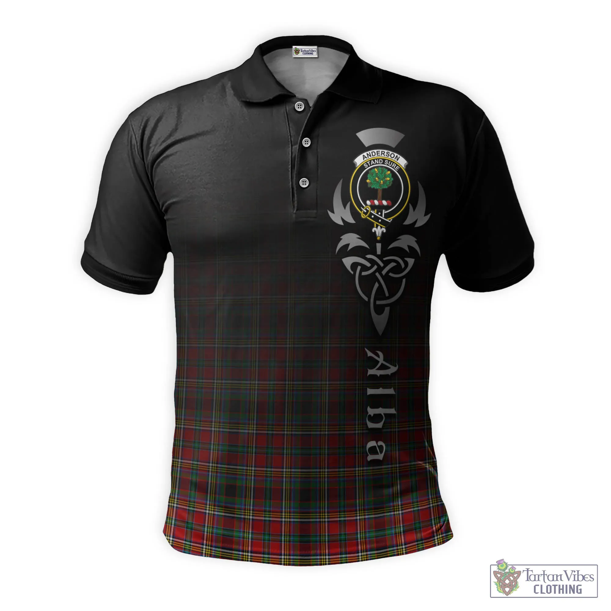 Anderson of Arbrake Tartan Polo Shirt Featuring Alba Gu Brath Family Crest Celtic Inspired