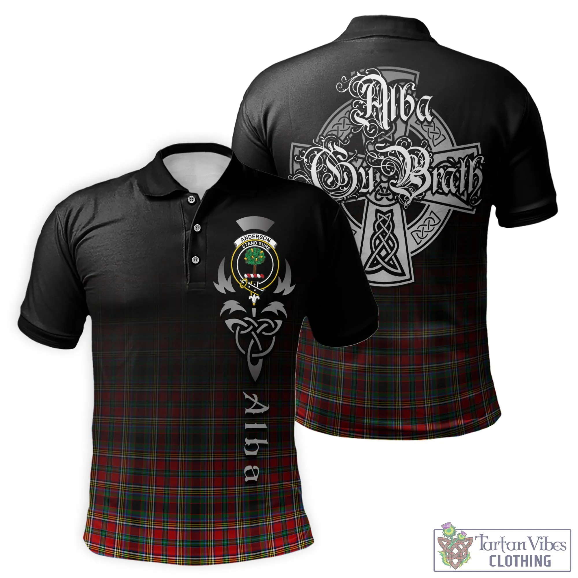 Anderson of Arbrake Tartan Polo Shirt Featuring Alba Gu Brath Family Crest Celtic Inspired