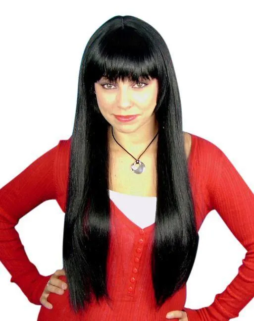 Anime Long Straight Black Costume Wig with Fringe Female Fancy Dress