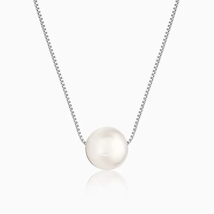 Anushka Sharma Silver White Pearl Moon Necklace