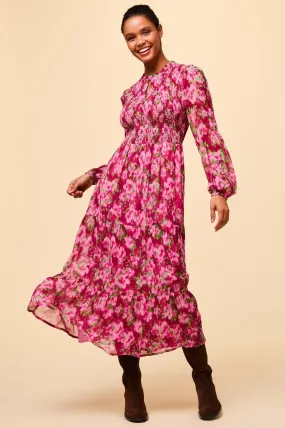 Arabelle Dress | Hazy Floral Burgundy/Pink