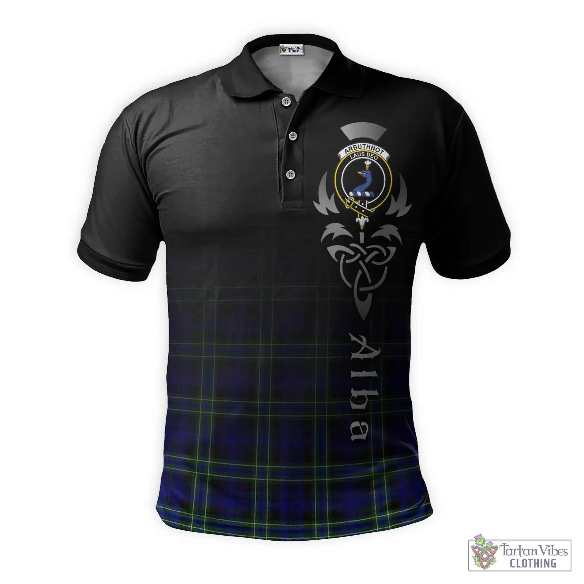 Arbuthnot Modern Tartan Polo Shirt Featuring Alba Gu Brath Family Crest Celtic Inspired