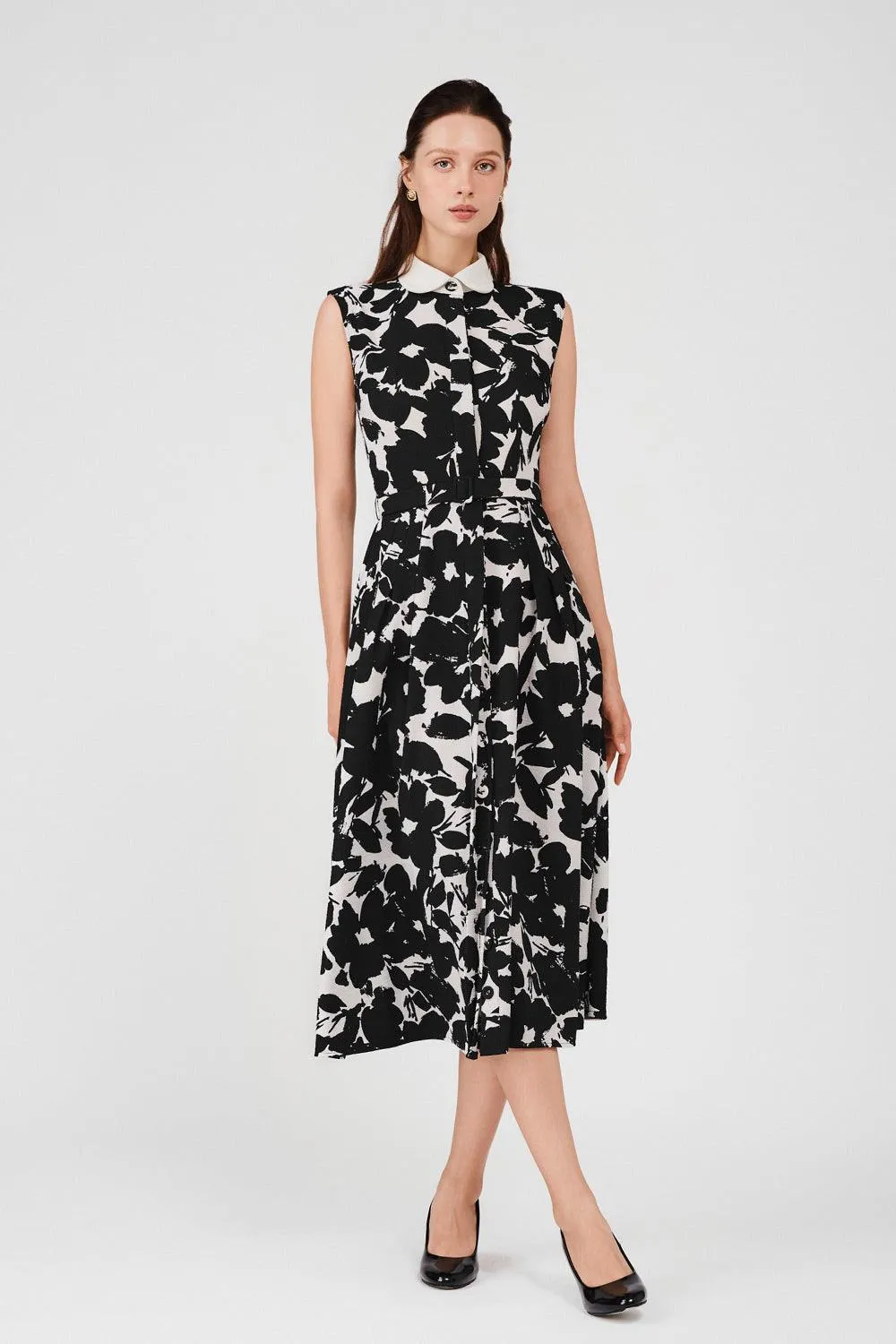 Ariyah A-line Single Breasted Poly Silk Midi Dress