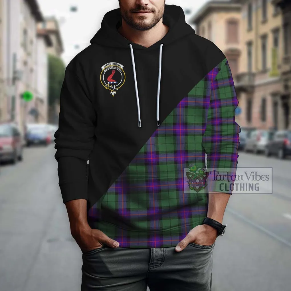 Armstrong Modern Tartan Hoodie with Family Crest and Military Logo Style