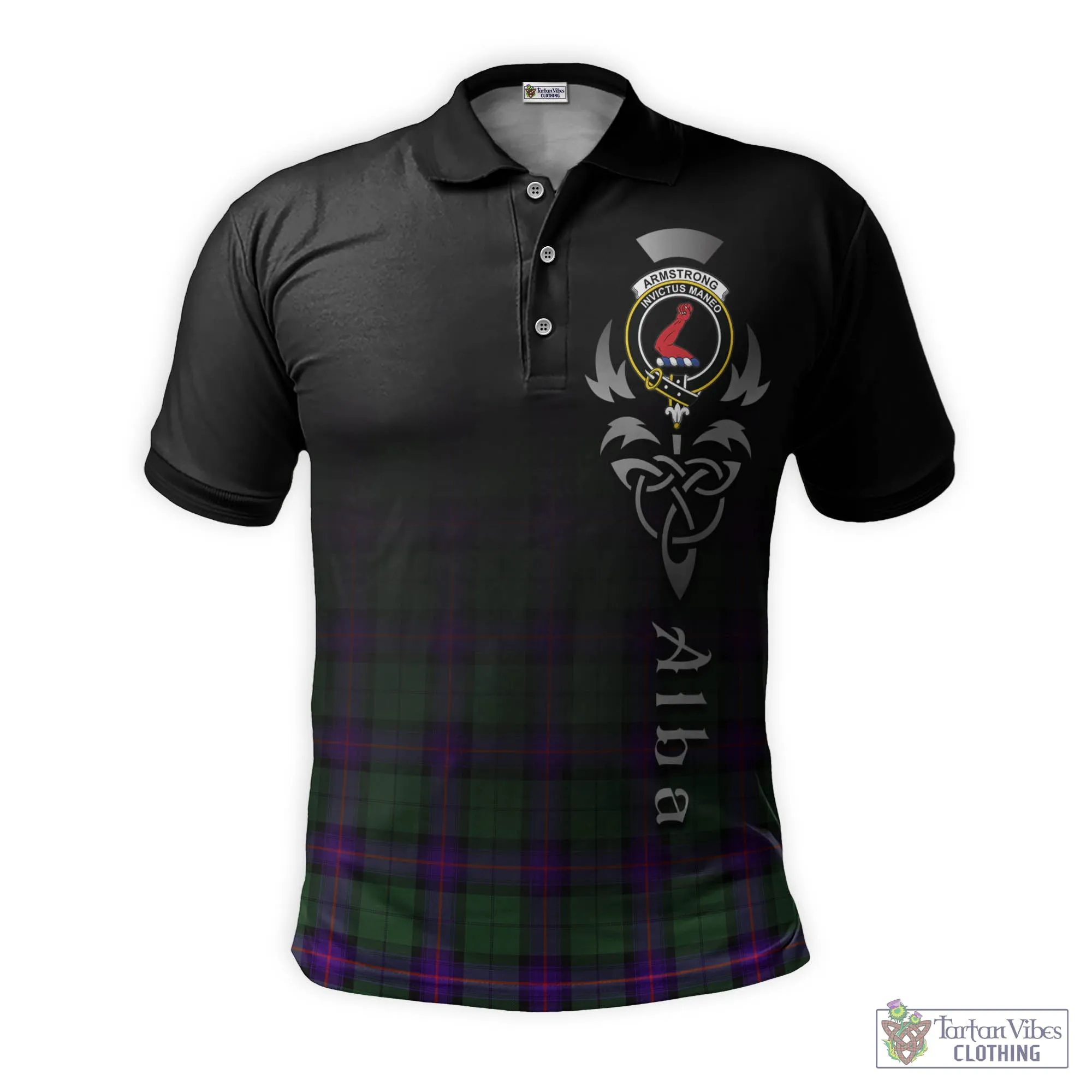 Armstrong Modern Tartan Polo Shirt Featuring Alba Gu Brath Family Crest Celtic Inspired