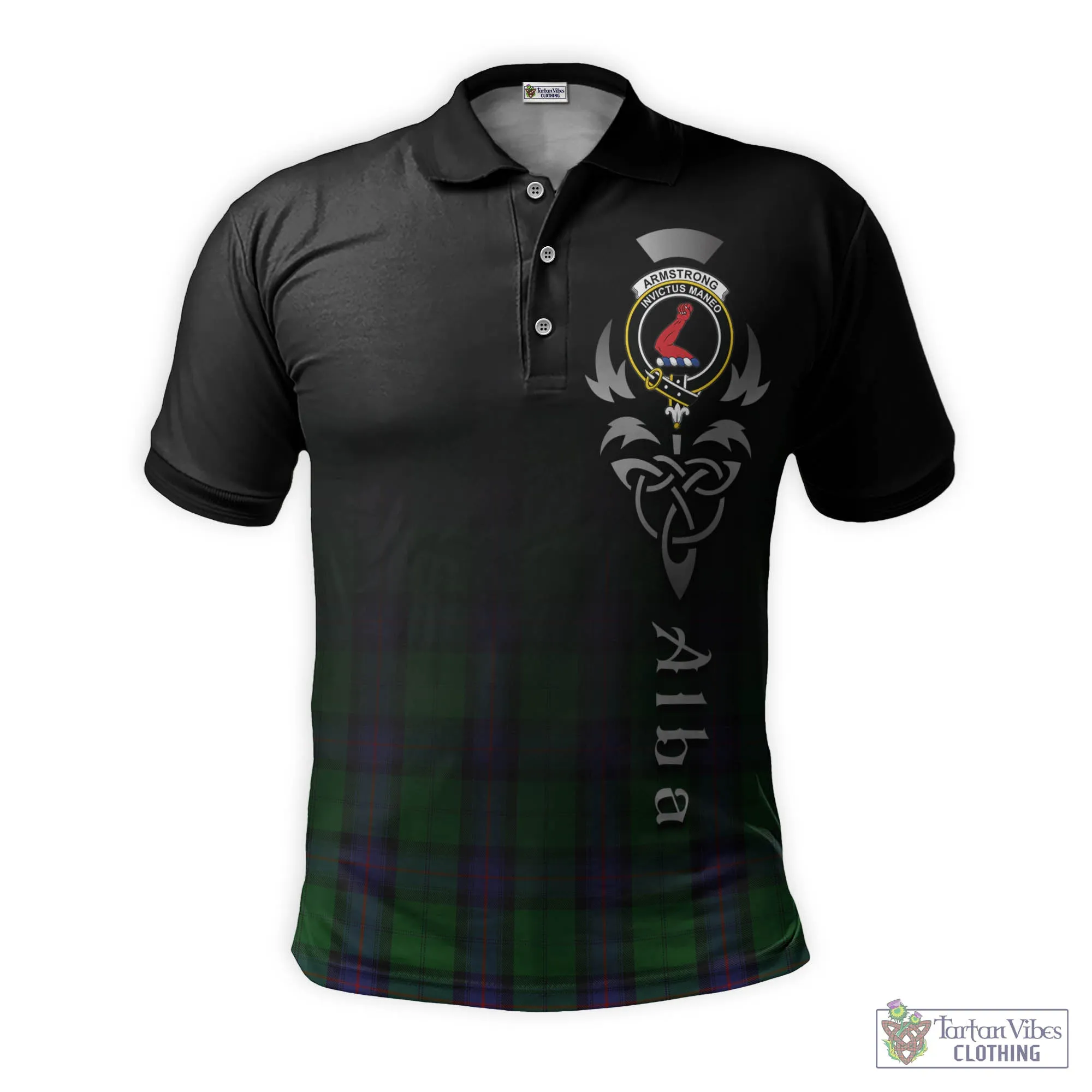 Armstrong Tartan Polo Shirt Featuring Alba Gu Brath Family Crest Celtic Inspired