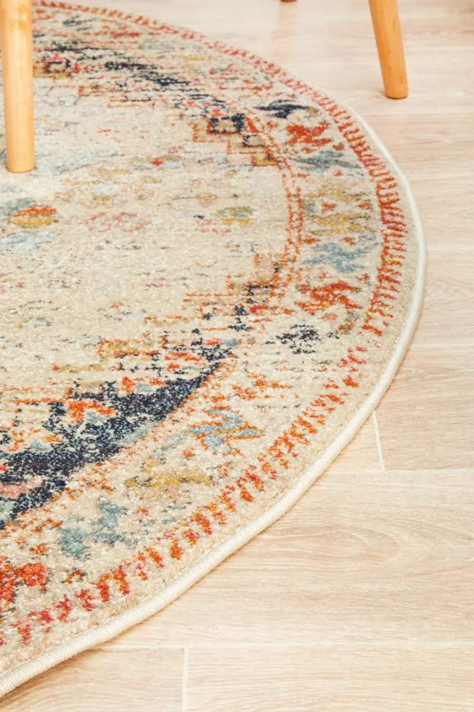 Artin Power Loomed Autumn Round Rug