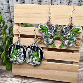 Astronaut Dinosaur Alien Cat Space Theme  Earrings