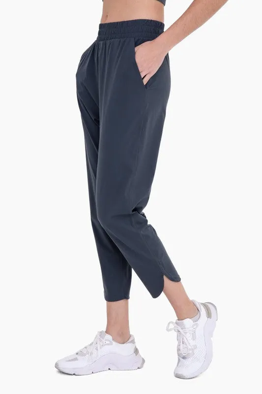 Athleisure Joggers with Curved Notch Hem