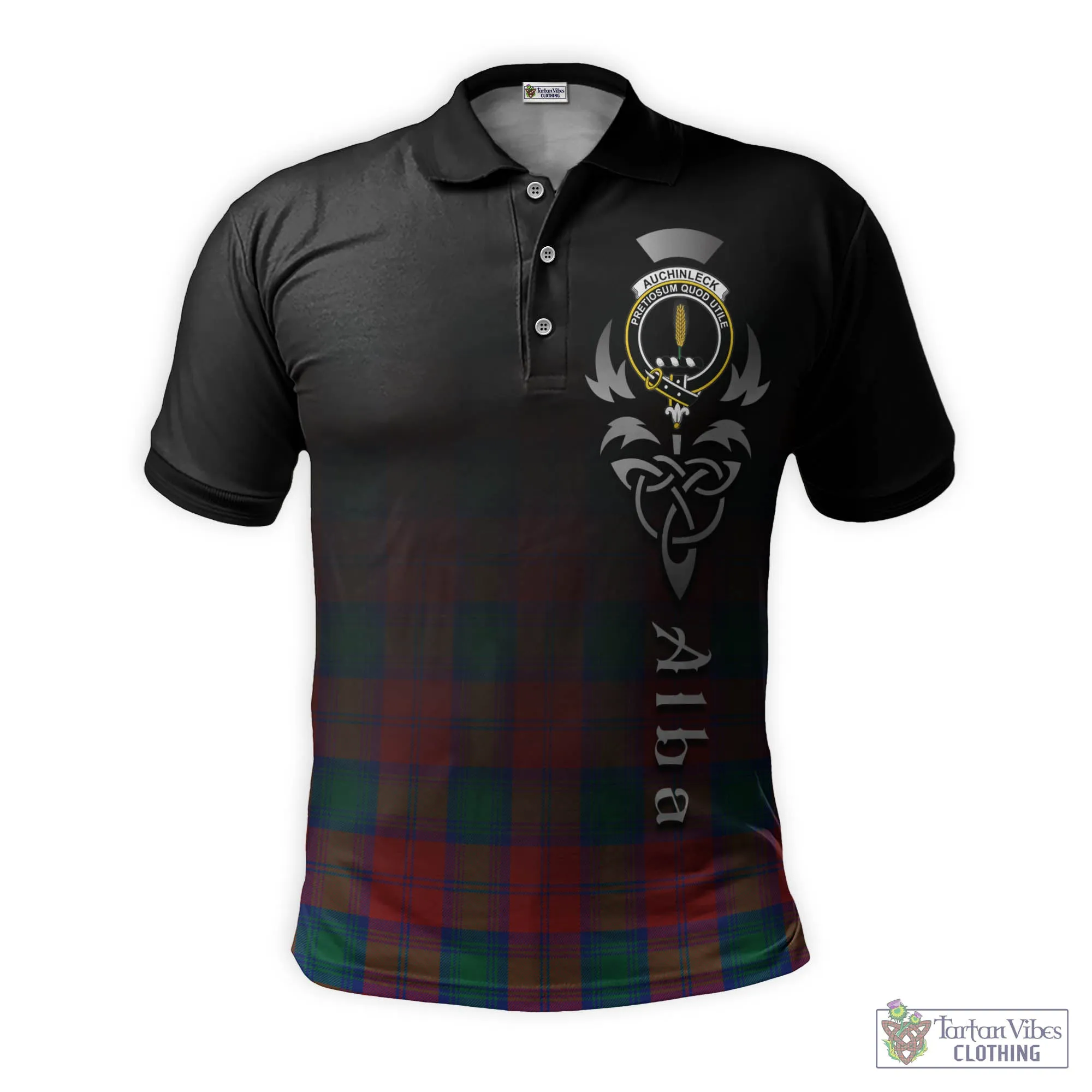 Auchinleck (Affleck) Tartan Polo Shirt Featuring Alba Gu Brath Family Crest Celtic Inspired