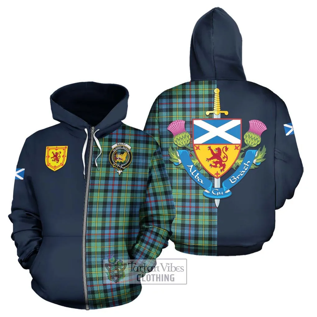 Bailey Ancient Tartan Hoodie Alba with Scottish Lion Royal Arm Half Style