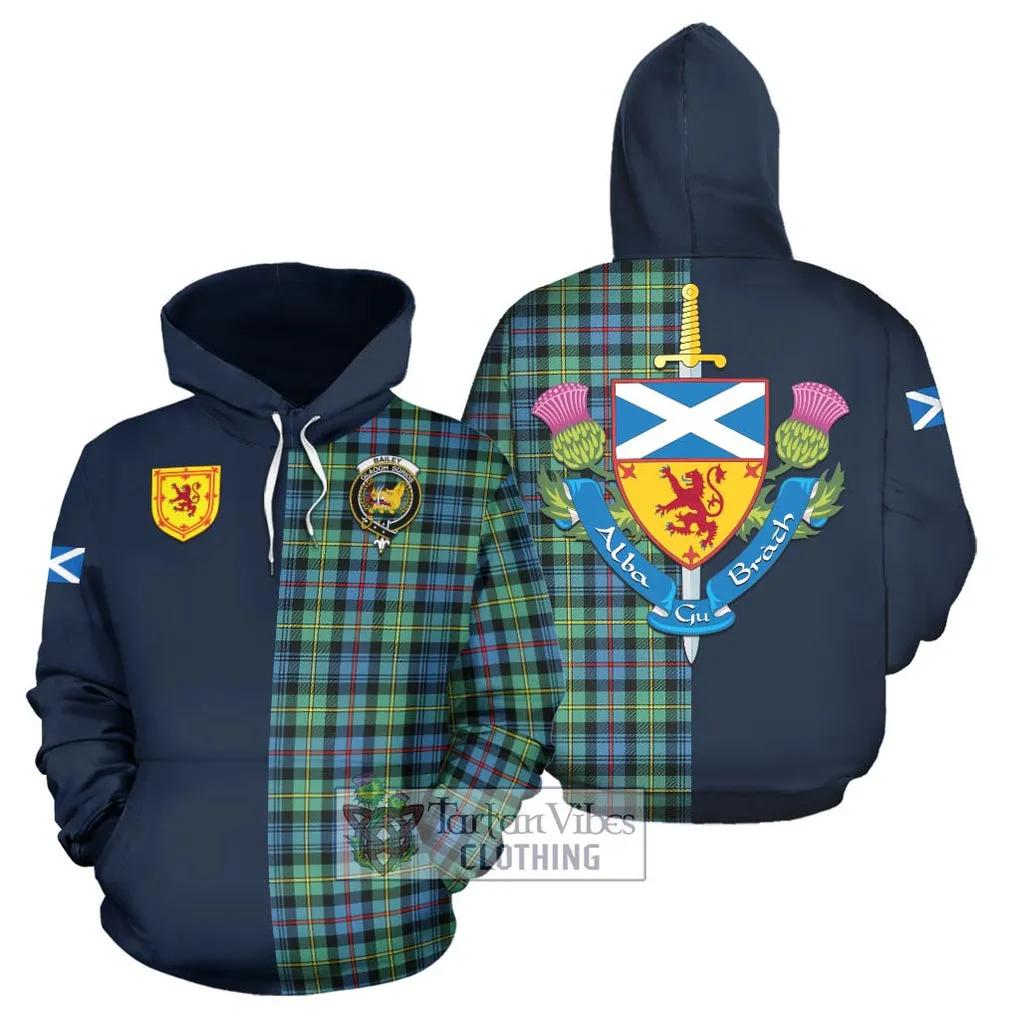 Bailey Ancient Tartan Hoodie Alba with Scottish Lion Royal Arm Half Style