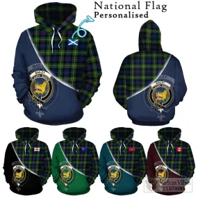 Bailey Modern Tartan Hoodie with Personalised National Flag and Family Crest Half Style