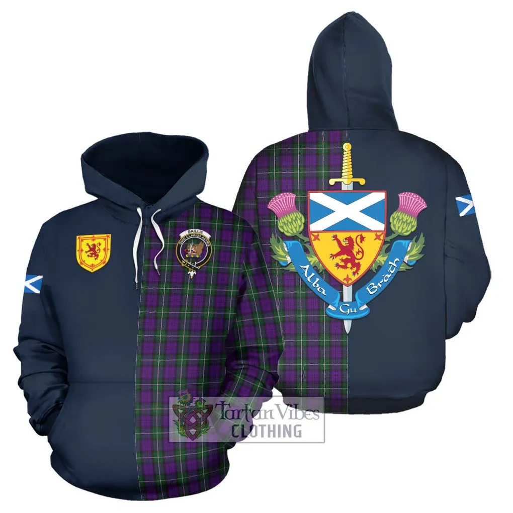 Baillie Highland Society Tartan Hoodie Alba with Scottish Lion Royal Arm Half Style