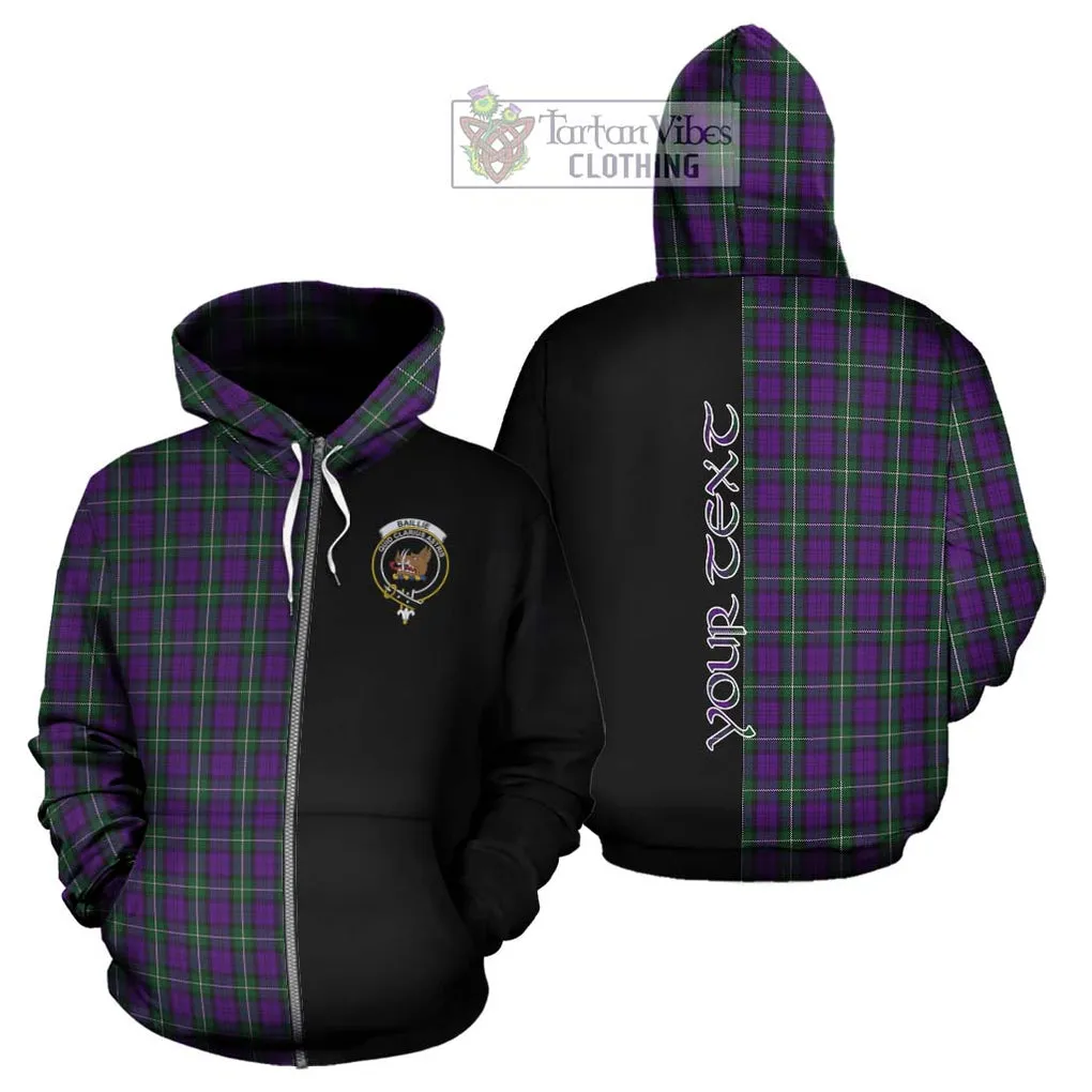 Baillie Highland Society Tartan Hoodie with Family Crest and Half Of Me Style