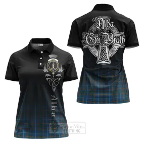 Bain Tartan Women's Polo Shirt Featuring Alba Gu Brath Family Crest Celtic Inspired