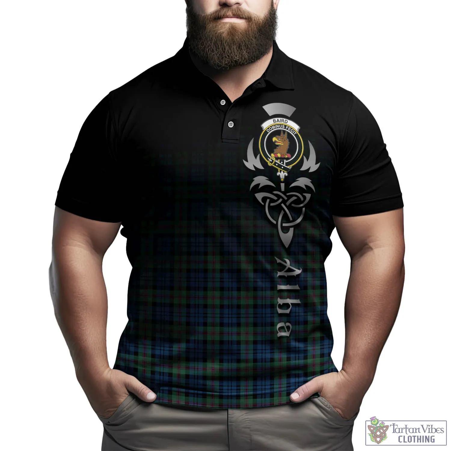 Baird Ancient Tartan Polo Shirt Featuring Alba Gu Brath Family Crest Celtic Inspired