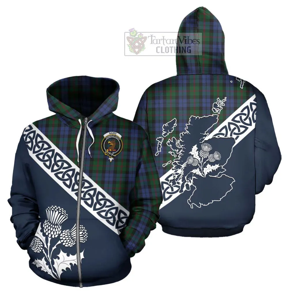 Baird Tartan Hoodie Featuring Thistle and Scotland Map