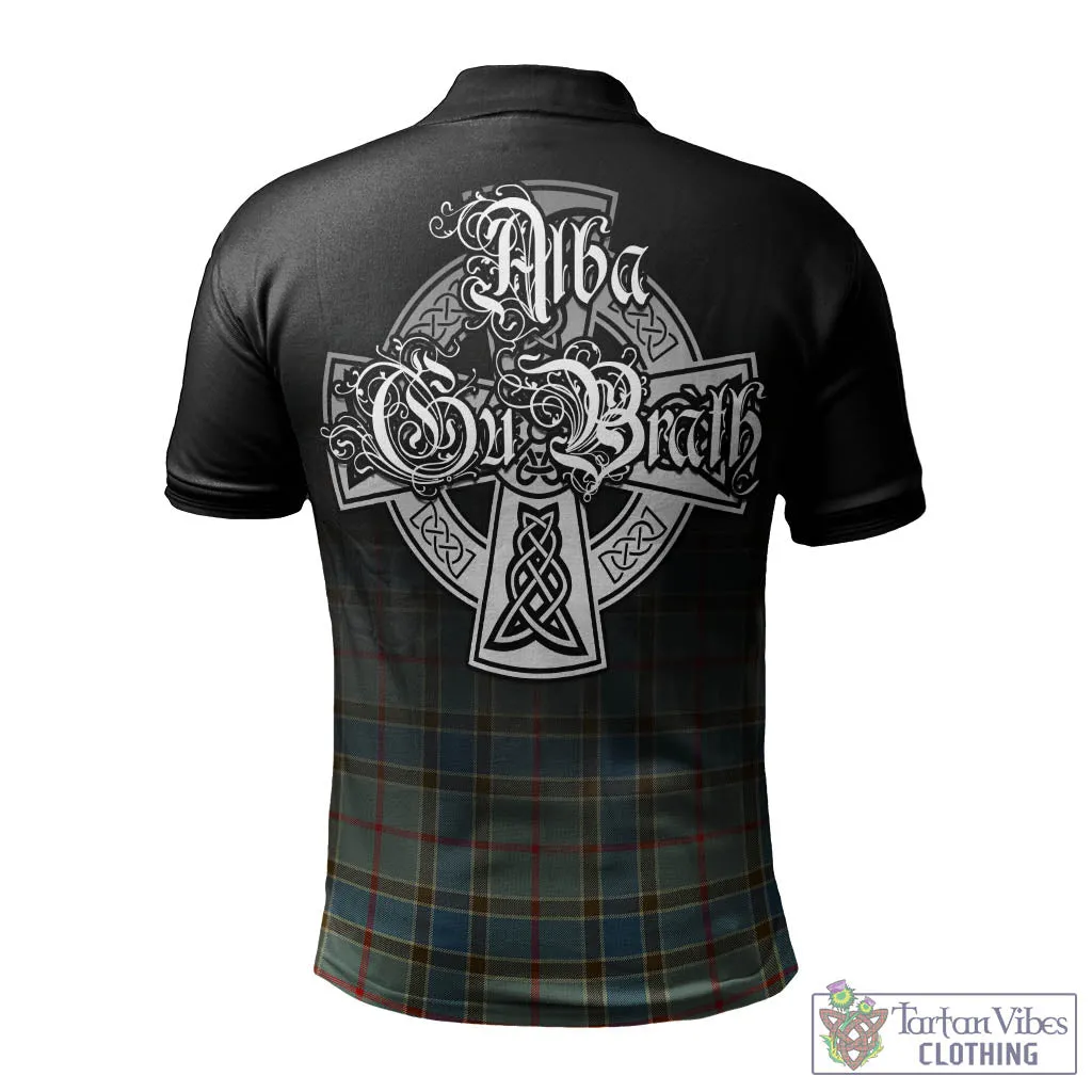 Balfour Blue Tartan Polo Shirt Featuring Alba Gu Brath Family Crest Celtic Inspired