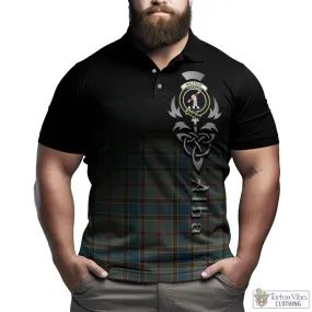 Balfour Blue Tartan Polo Shirt Featuring Alba Gu Brath Family Crest Celtic Inspired