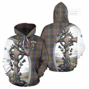 Balfour Tartan Hoodie with Family Crest and St. Andrew's Cross Accented by Thistle Vines