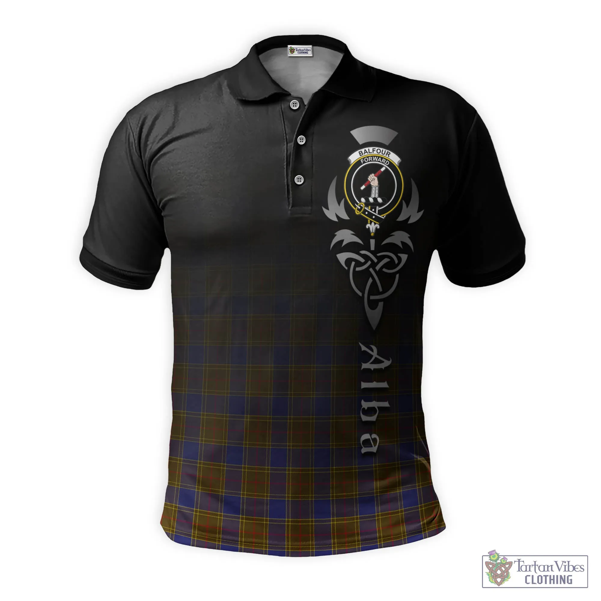 Balfour Tartan Polo Shirt Featuring Alba Gu Brath Family Crest Celtic Inspired