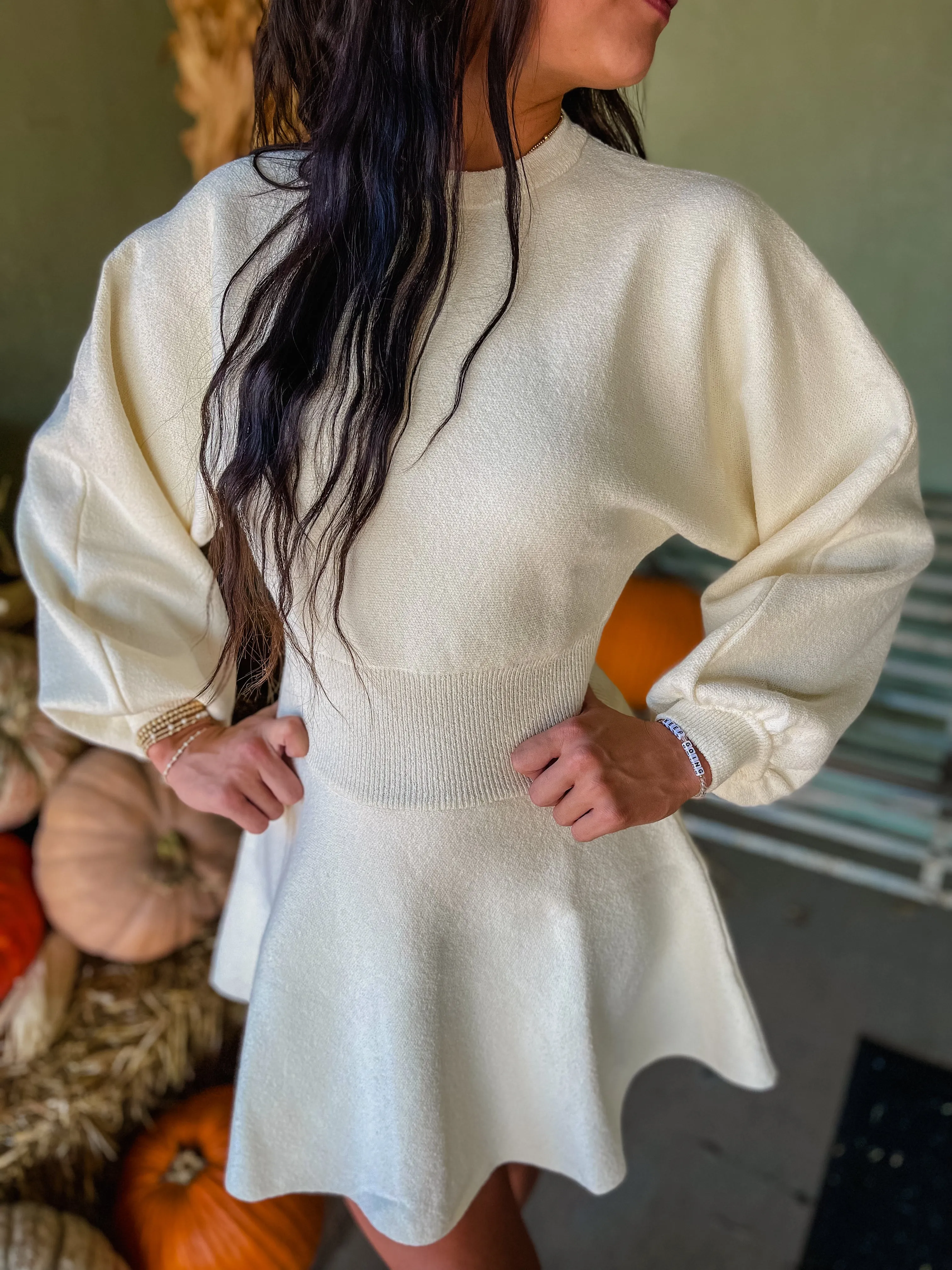 Balloon Sleeve Sweater Dress