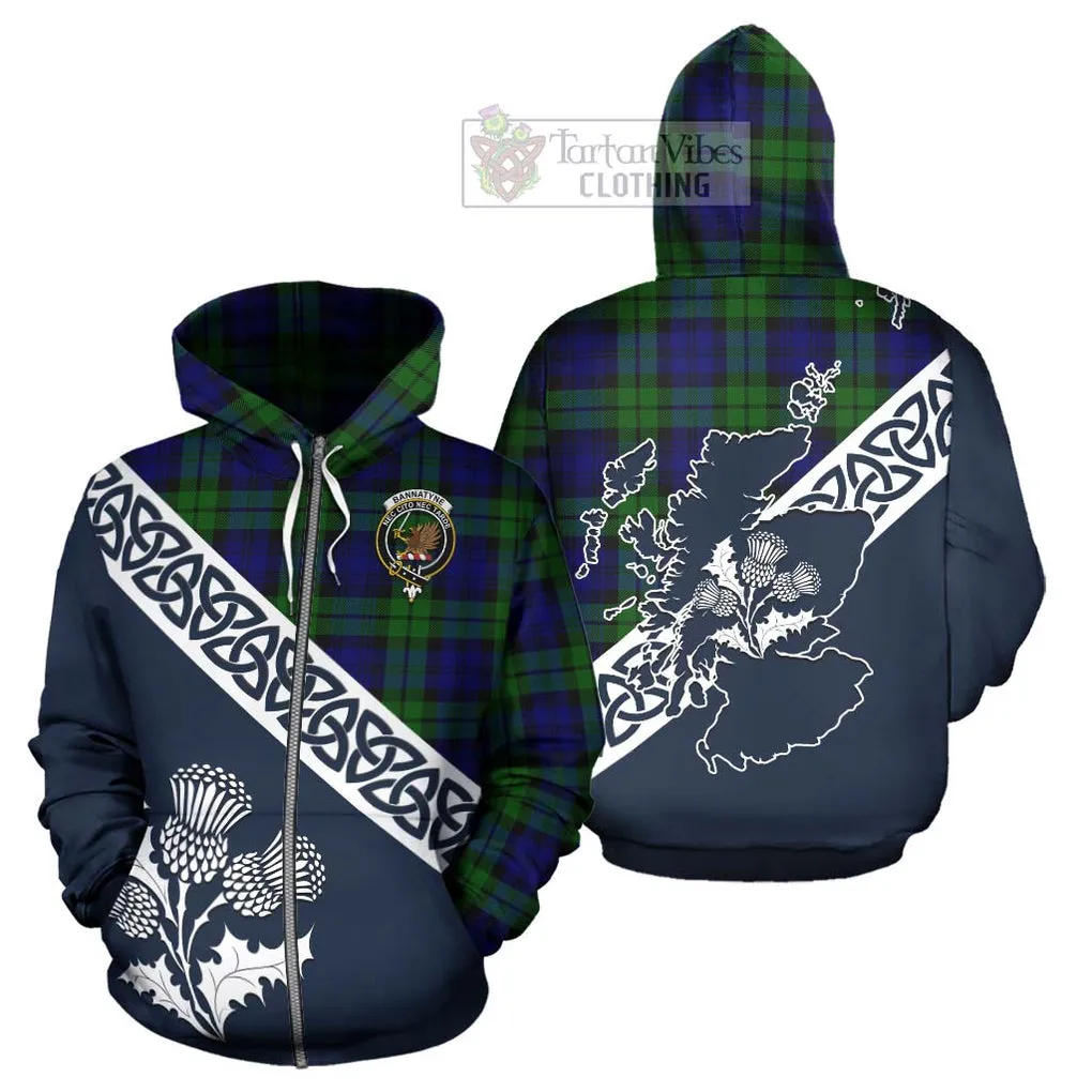 Bannatyne Tartan Hoodie Featuring Thistle and Scotland Map