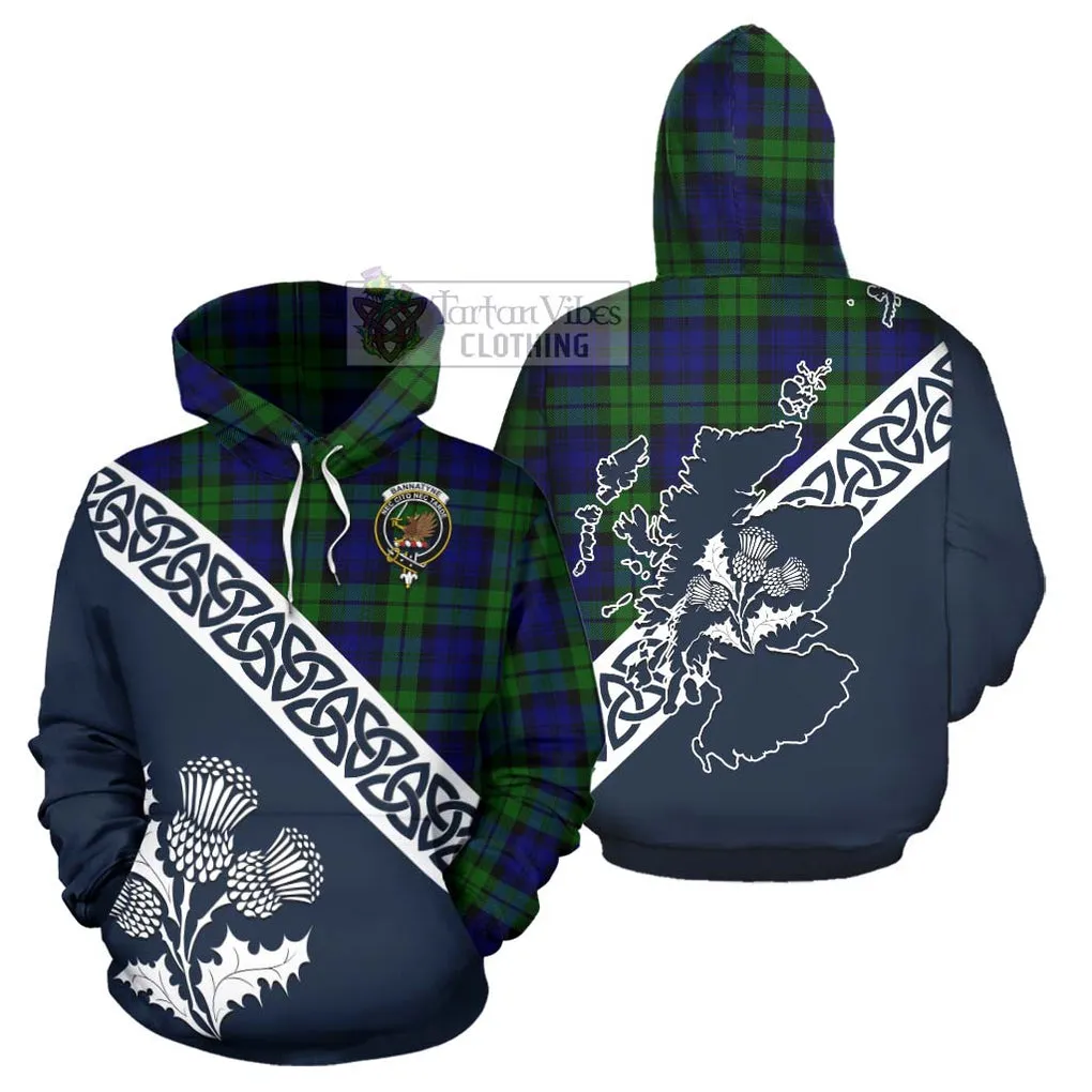 Bannatyne Tartan Hoodie Featuring Thistle and Scotland Map