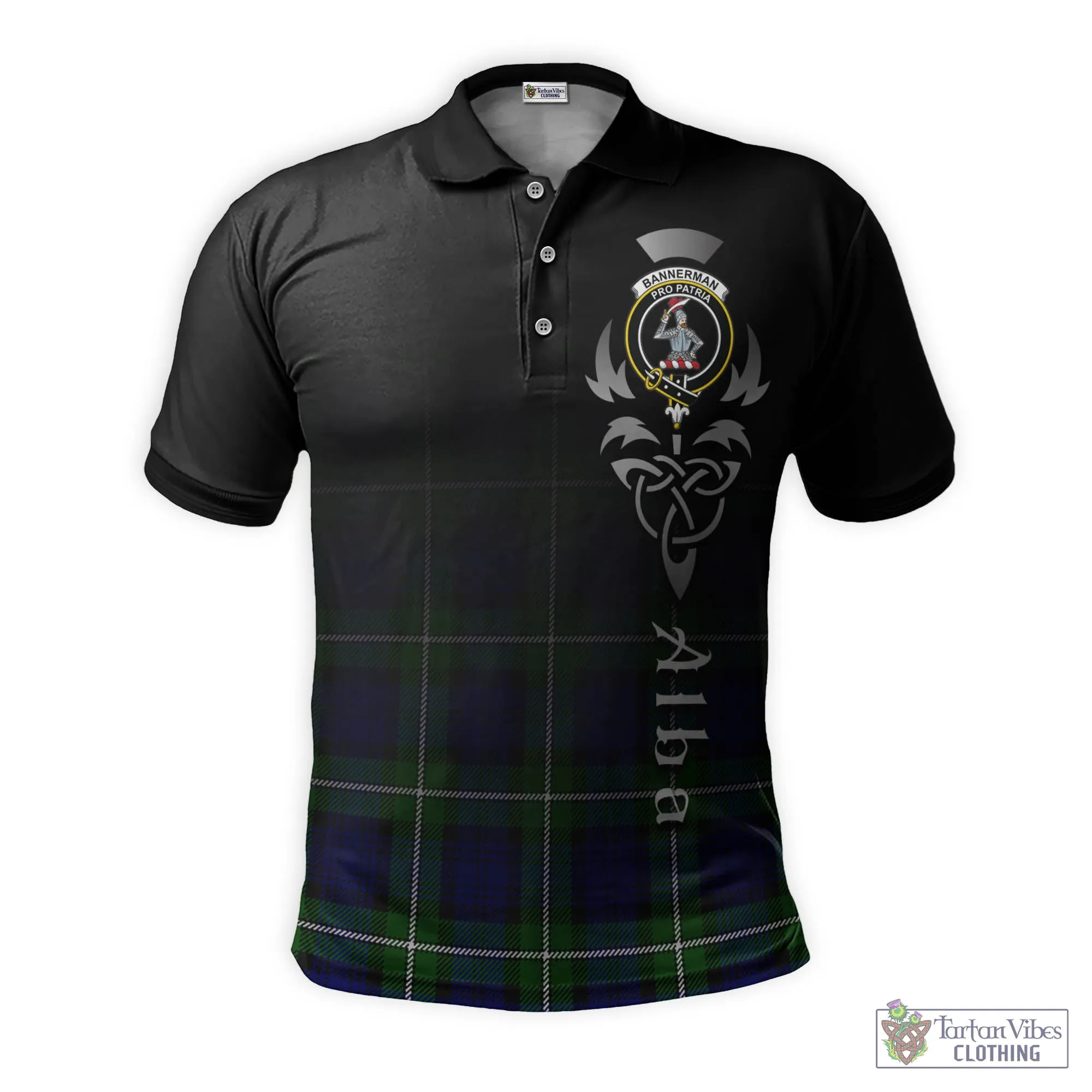 Bannerman Tartan Polo Shirt Featuring Alba Gu Brath Family Crest Celtic Inspired