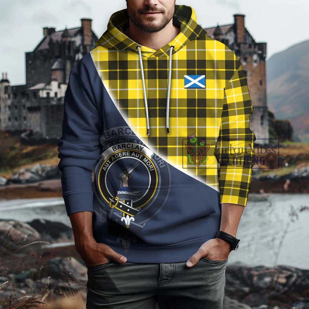 Barclay Dress Modern Tartan Hoodie with Personalised National Flag and Family Crest Half Style