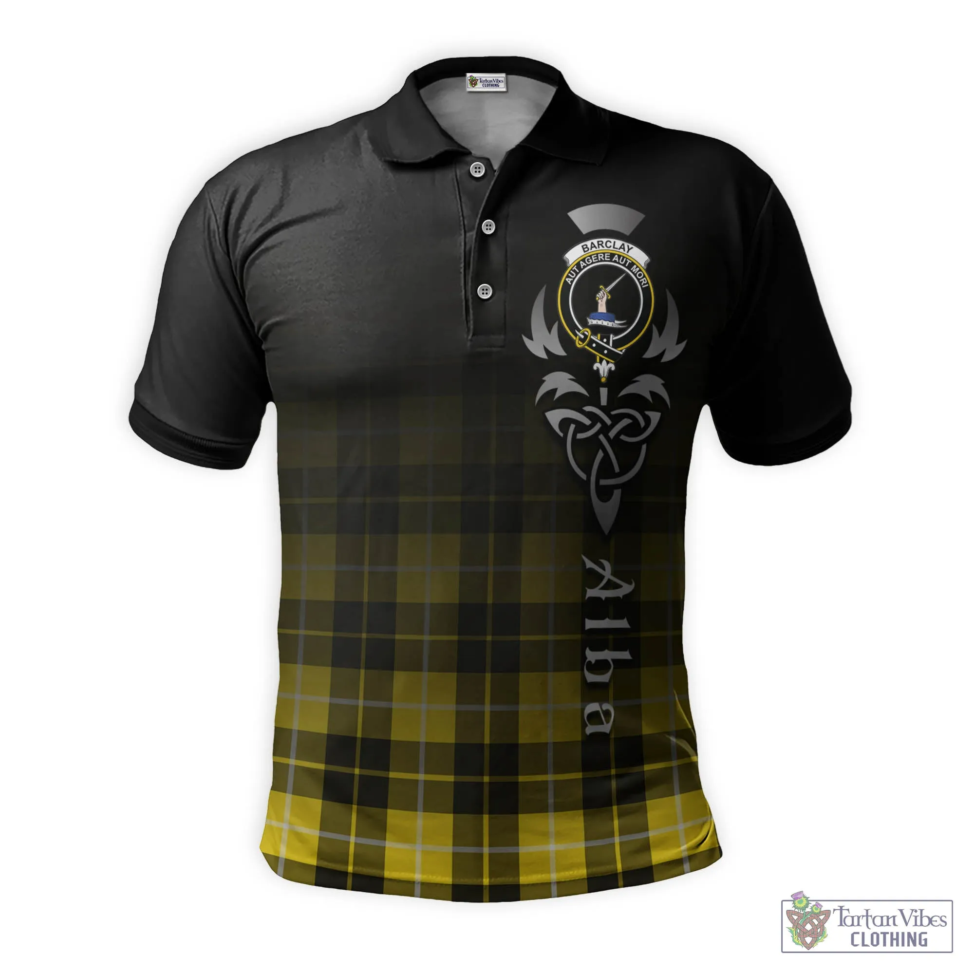 Barclay Dress Modern Tartan Polo Shirt Featuring Alba Gu Brath Family Crest Celtic Inspired