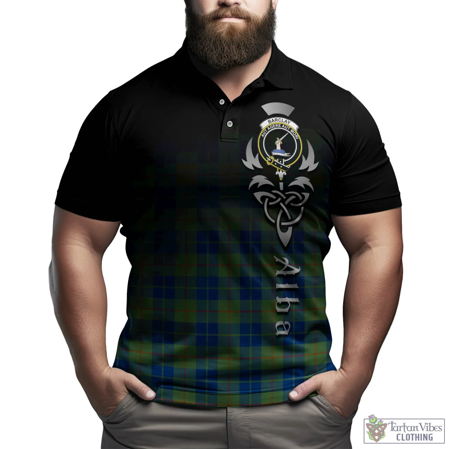 Barclay Hunting Ancient Tartan Polo Shirt Featuring Alba Gu Brath Family Crest Celtic Inspired