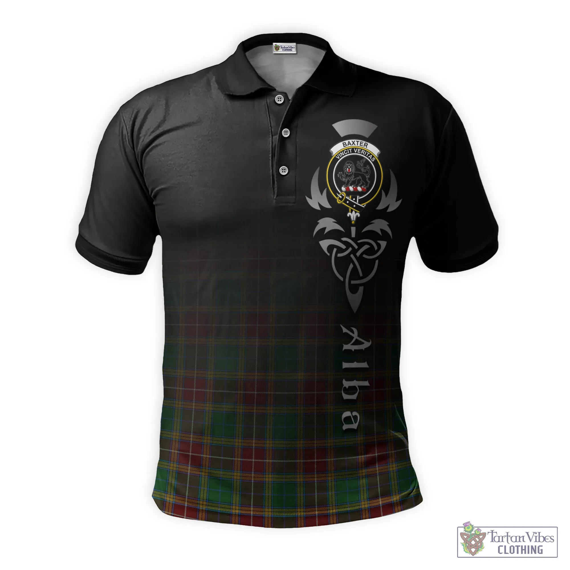 Baxter Tartan Polo Shirt Featuring Alba Gu Brath Family Crest Celtic Inspired