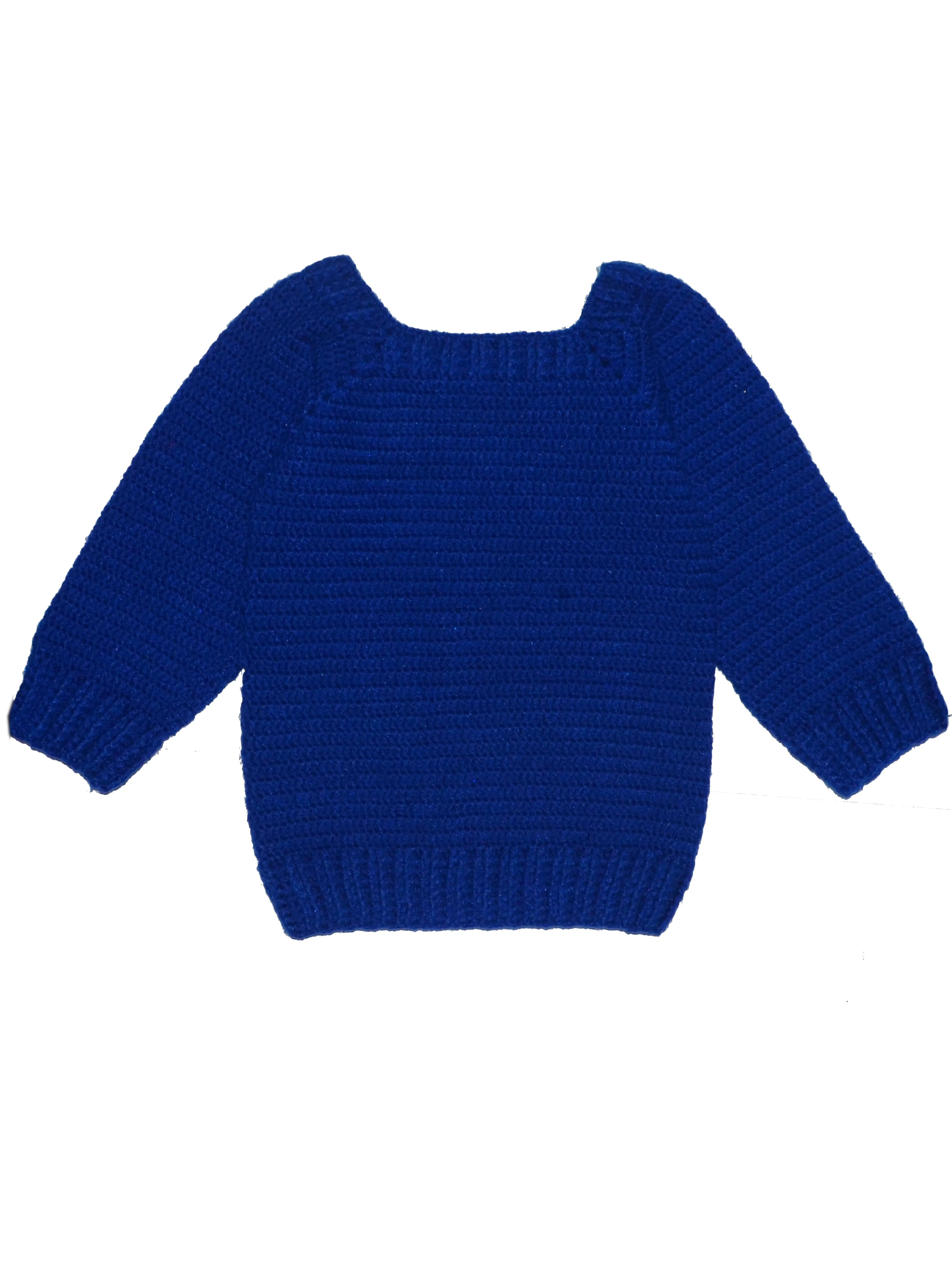 Beautiful Design Full Sleeve Applique Handmade Crochet Sweater For Baby Boy- Deep Blue