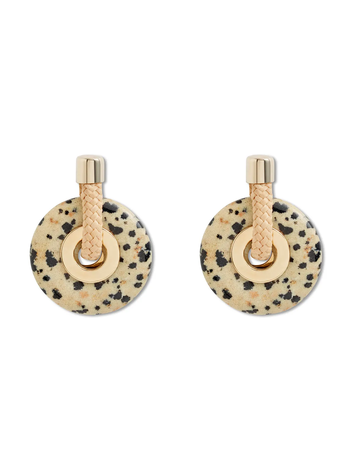 Beige Dalmatian Jasper Ousia Earrings