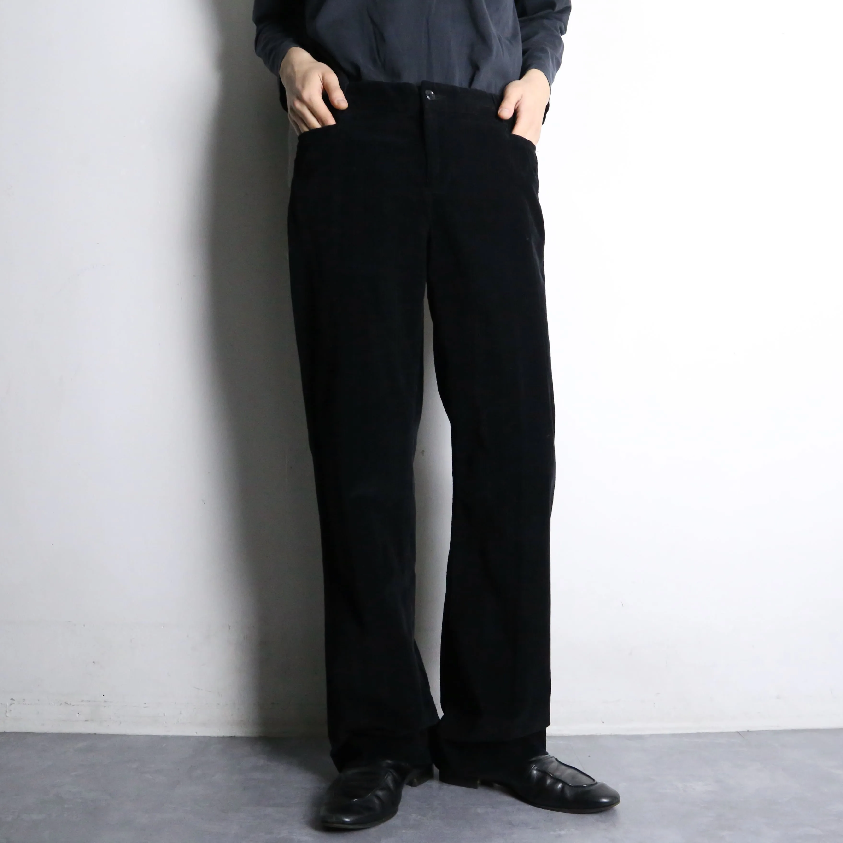 black color  corduroy straight pants