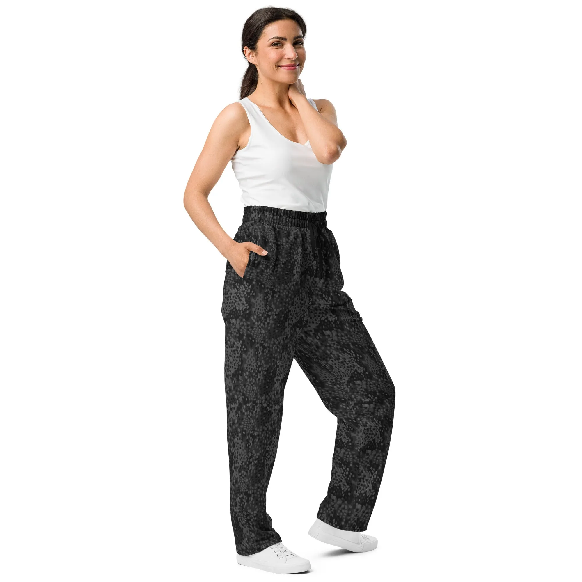 Black Erbsenmuster Pea Pattern Wide-leg Joggers