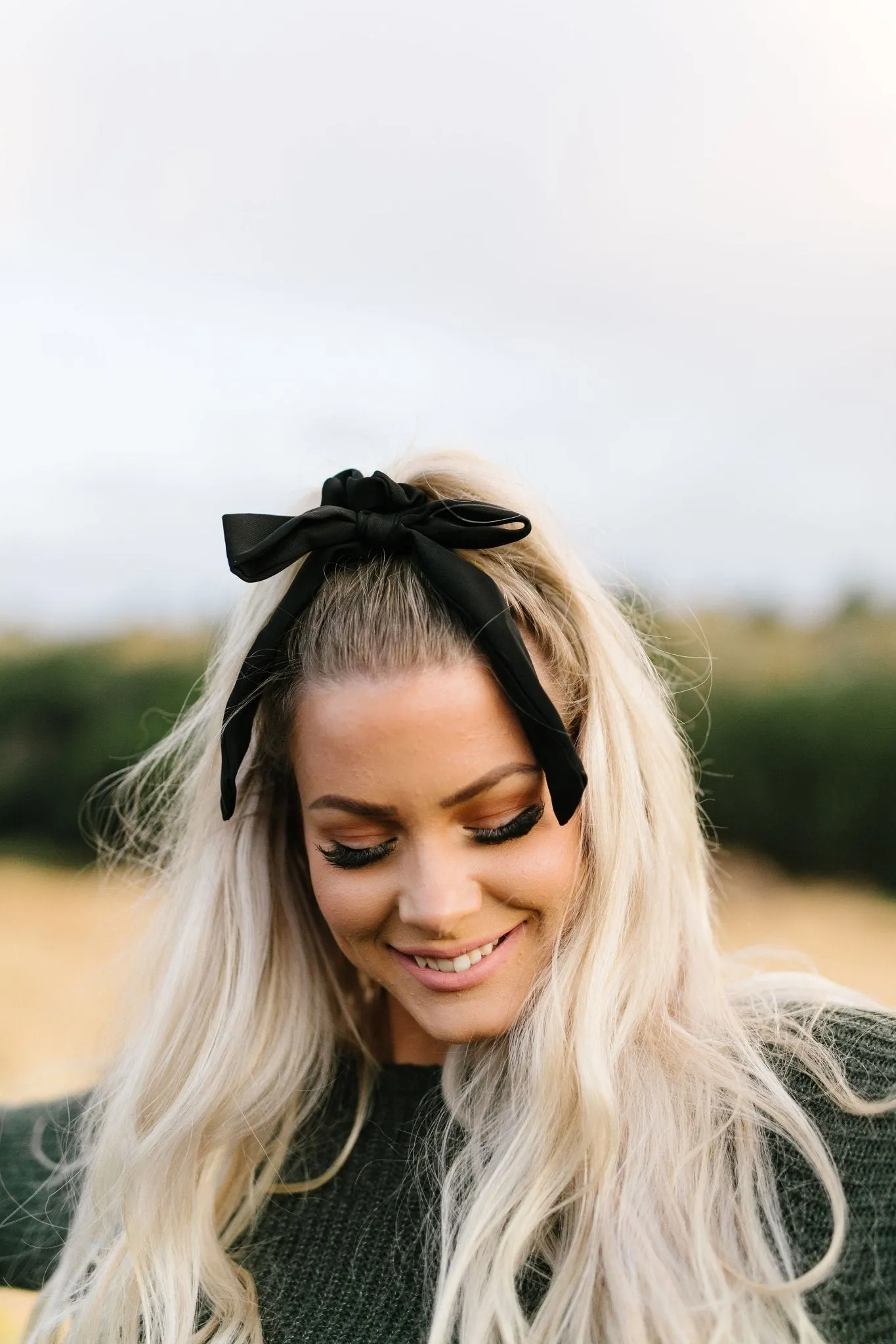 Black Long Bow Scrunchie