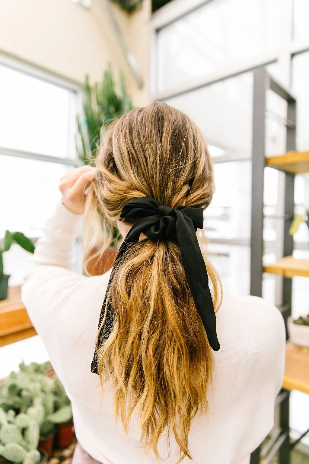 Black Long Bow Scrunchie