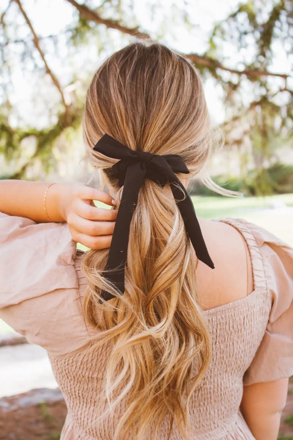 Black Long Bow Scrunchie