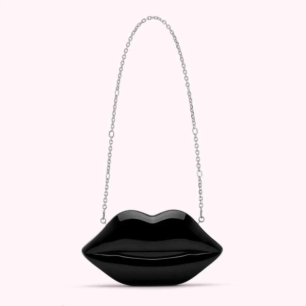 BLACK MEDIUM LIPS CLUTCH BAG