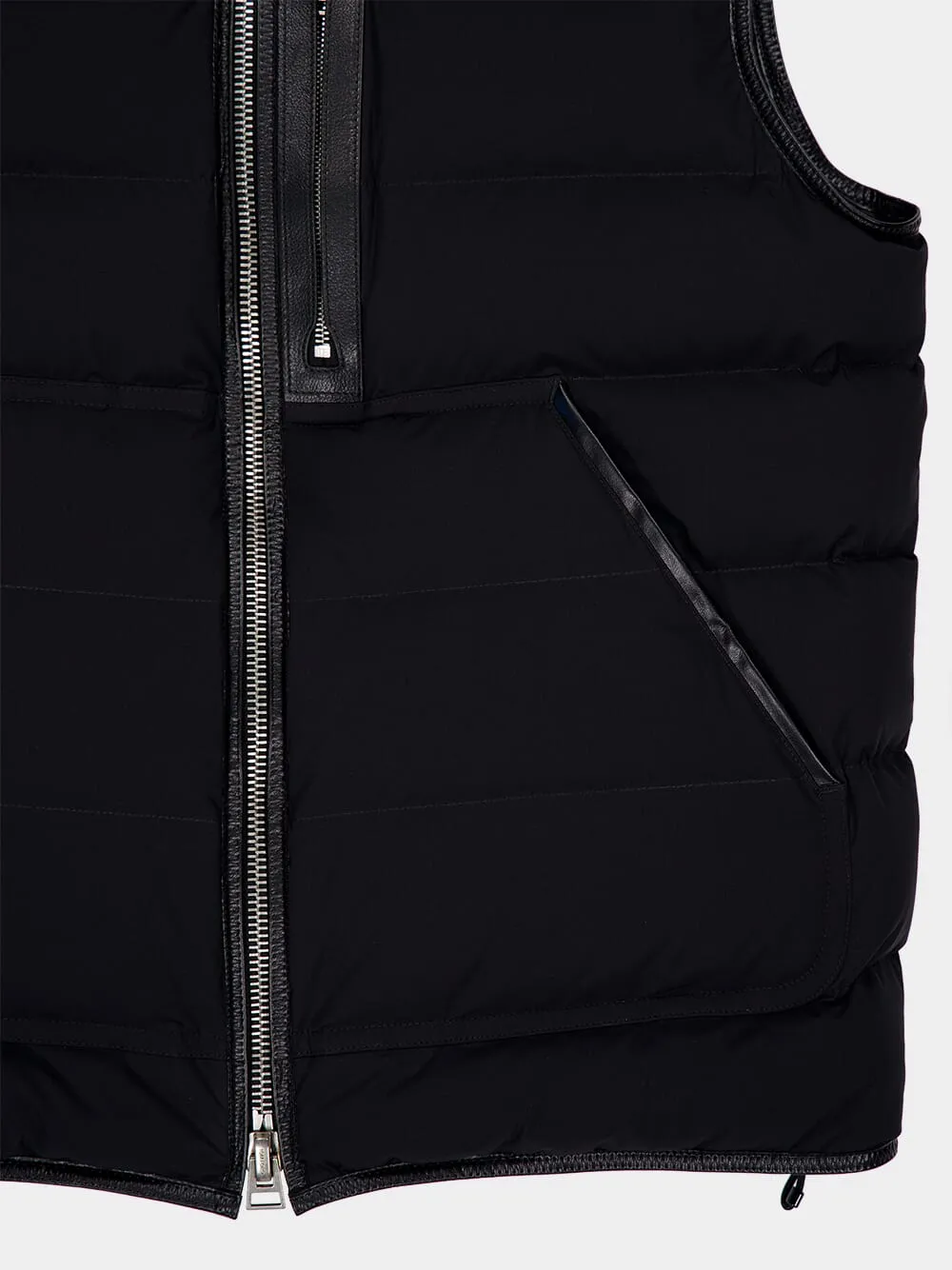 Black Quilted High Neck Vest