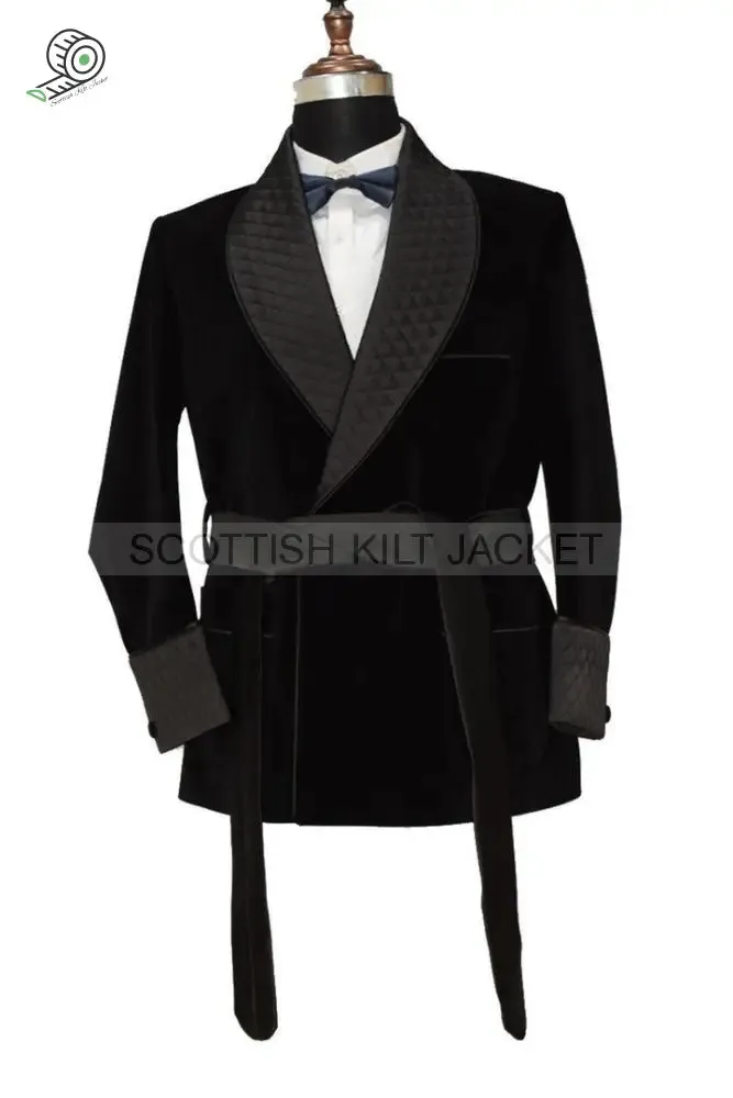 Black Velvet Quilted Dinner Blazer