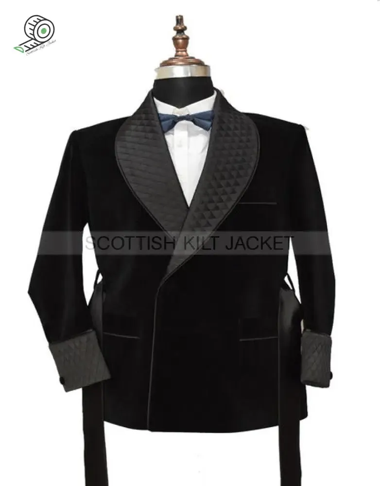 Black Velvet Quilted Dinner Blazer