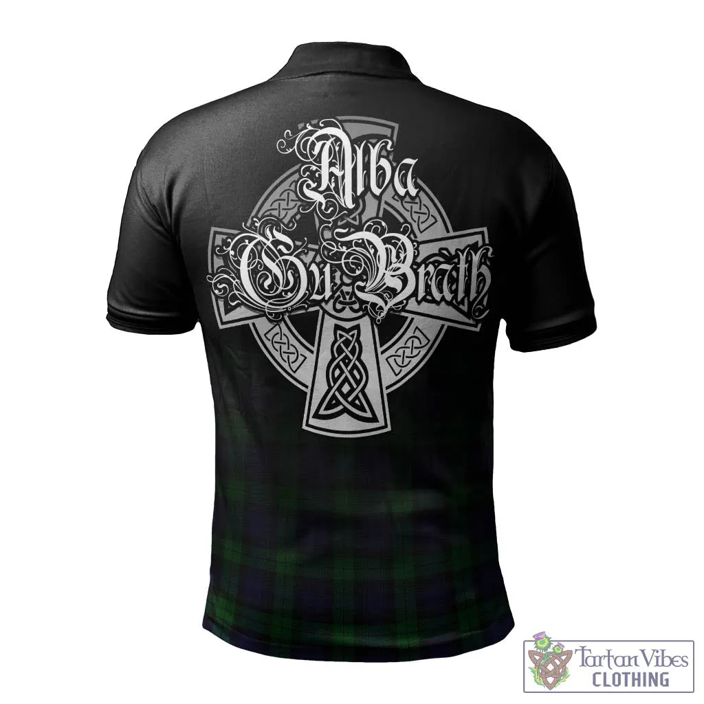 Black Watch Tartan Polo Shirt Featuring Alba Gu Brath Family Crest Celtic Inspired