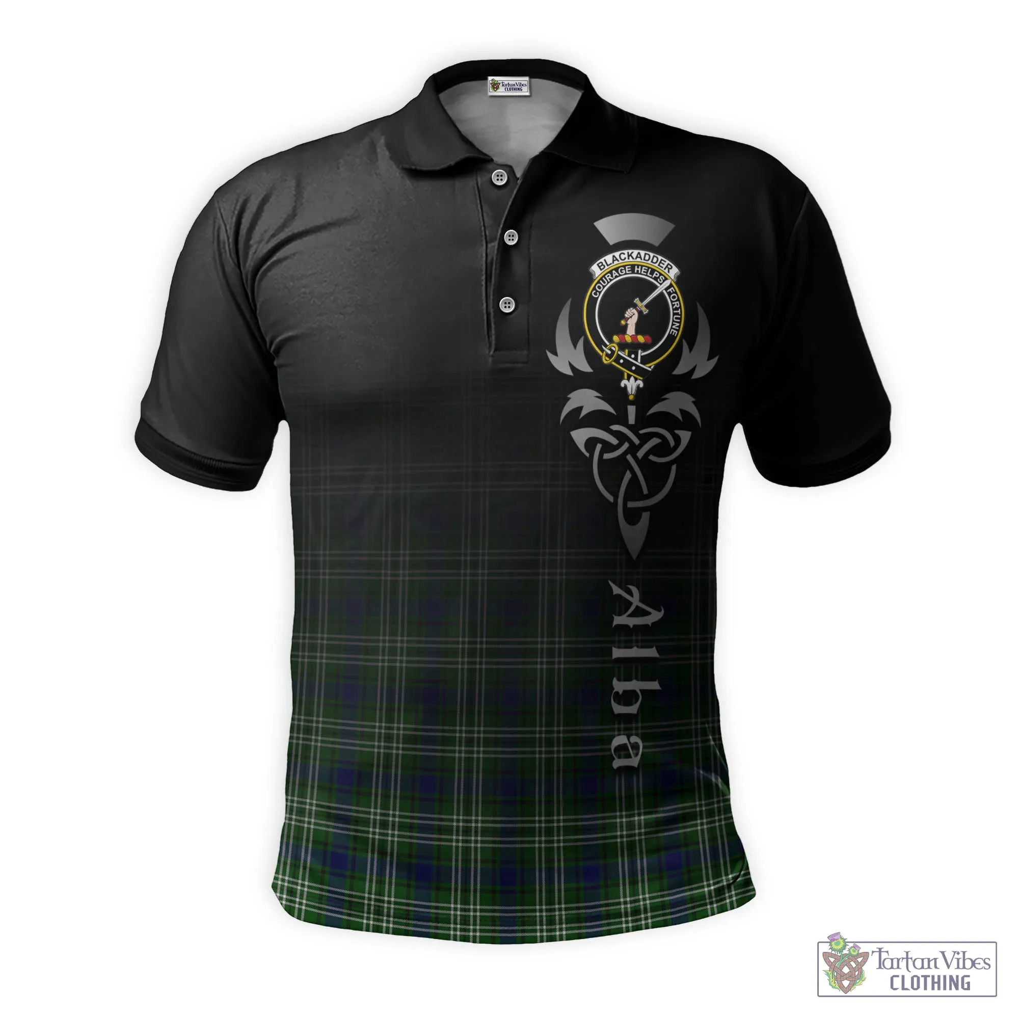 Blackadder Tartan Polo Shirt Featuring Alba Gu Brath Family Crest Celtic Inspired